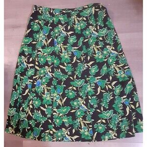 Sag Harbor Kelly Green Floral Midi Skirt Size 14 34” Waist 32” Length Polyester